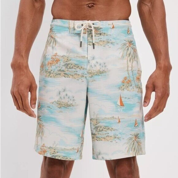 American Eagle Swim Trunks Board Shorts Men Medium Tropical Print 9" Inseam - Picture 5 of 10
